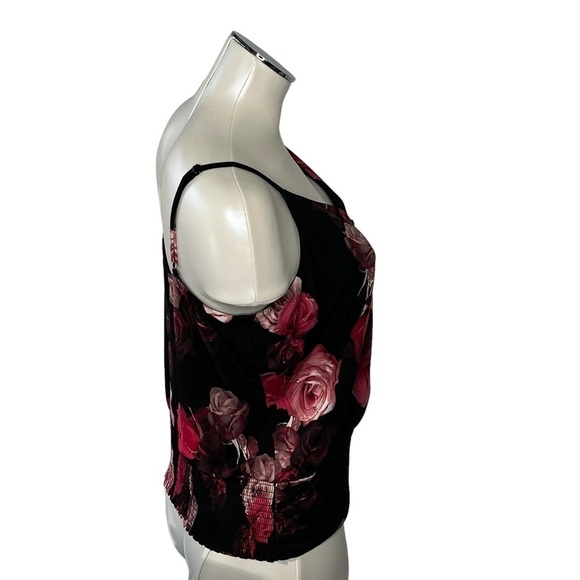 NWT WHBM Floral Red Black Jersey Knit Camisole Button Detail Size M - Picture 6 of 16